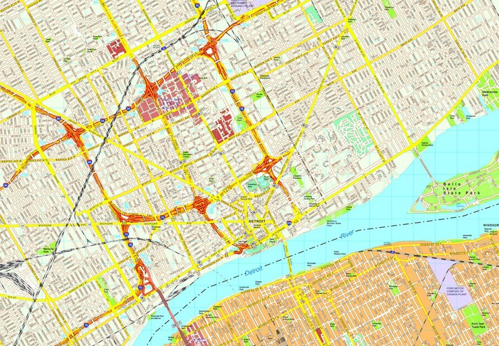 Detroit Map Eps Illustrator Vector City Maps Usa America Eps Illustrator Map Vector Maps 9865