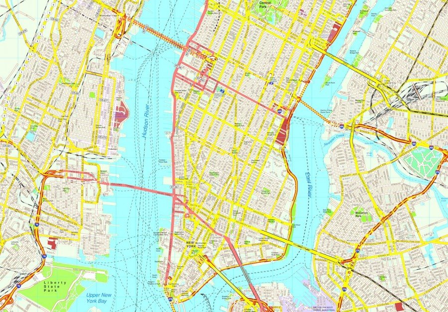 New York map. Eps Illustrator Vector City Maps USA America. Eps