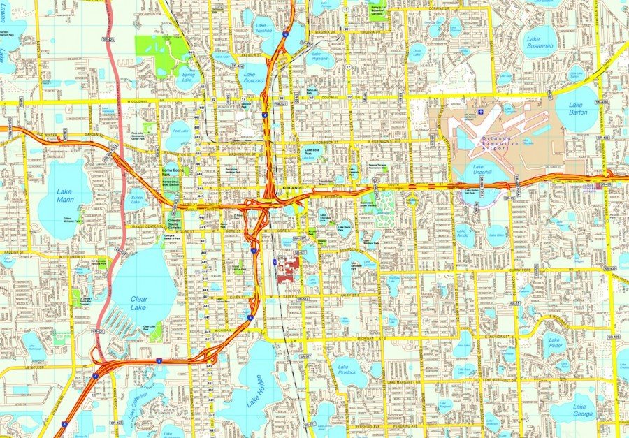 Orlando map. Eps Illustrator Vector City Maps USA America. Eps ...