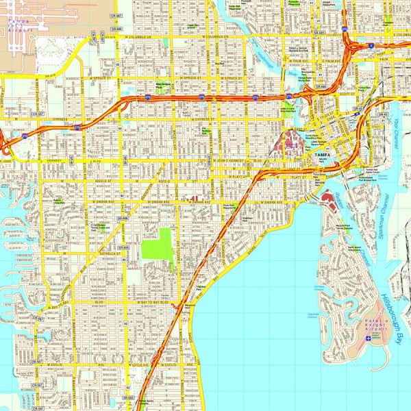 Tampa map. Eps Illustrator Vector City Maps USA America. Eps ...