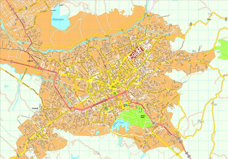 Tirana Vector map. Eps Illustrator Map | Vector maps