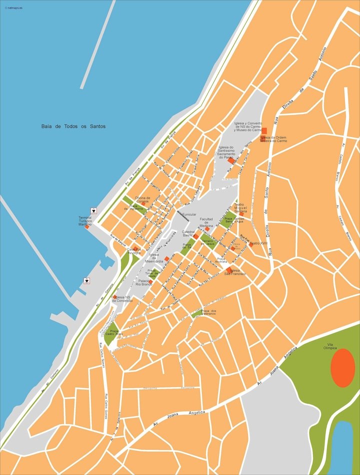 Salvador Bahia vector map. Eps Illustrator Vector Mapas. Eps ...
