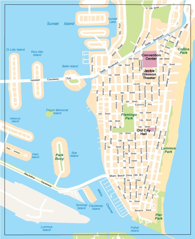 Miami city center. Eps Illustrator Vector City Maps USA America. Eps ...