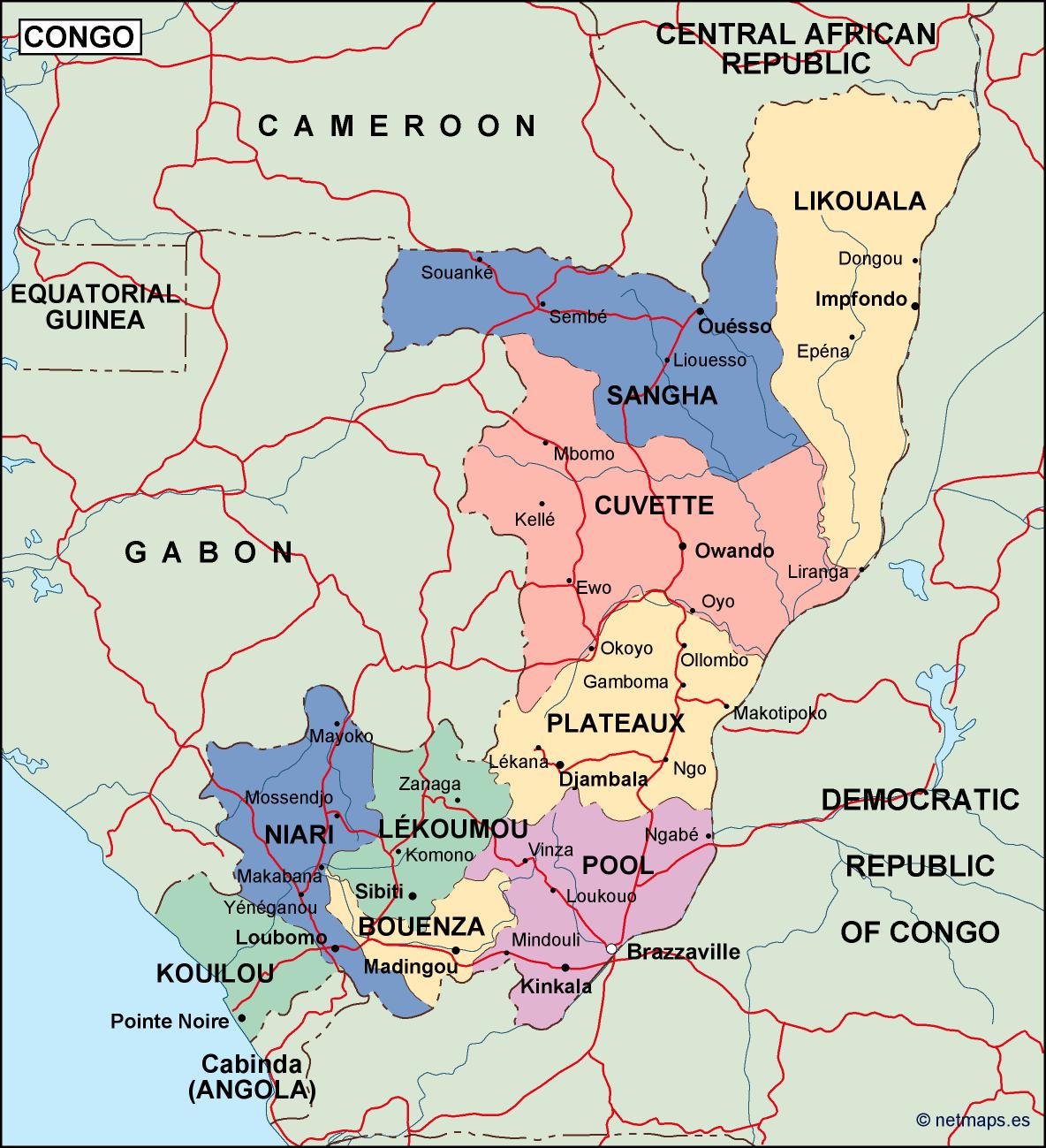 Congo Political Map 