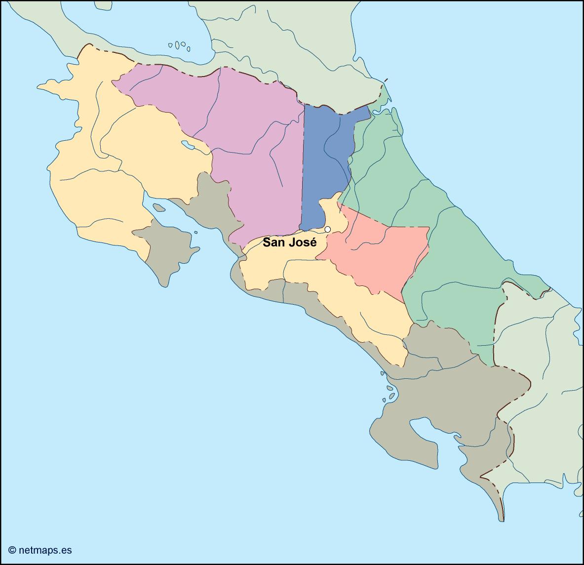 Costa Rica Vector Map Eps Illustrator Map Vector Maps 0220