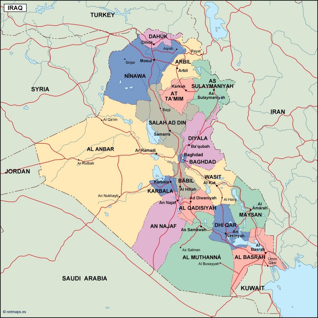 iraq political map. Eps Illustrator Map | Vector maps