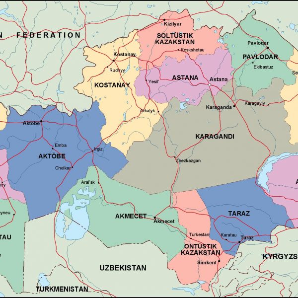 kazajstan political map | Download vector maps for Adobe Illustrator