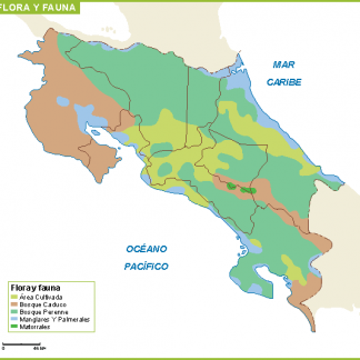 Costa Rica mapa flora fauna