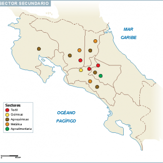 Costa Rica mapa sector secundario