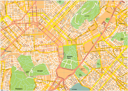 Athens Vector EPS Map